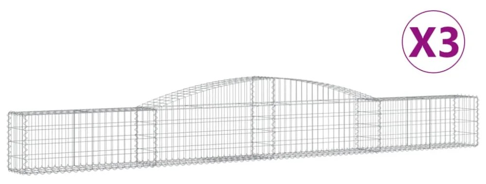 3 db íves horganyzott vas gabion kosár 400x30x40/60 cm