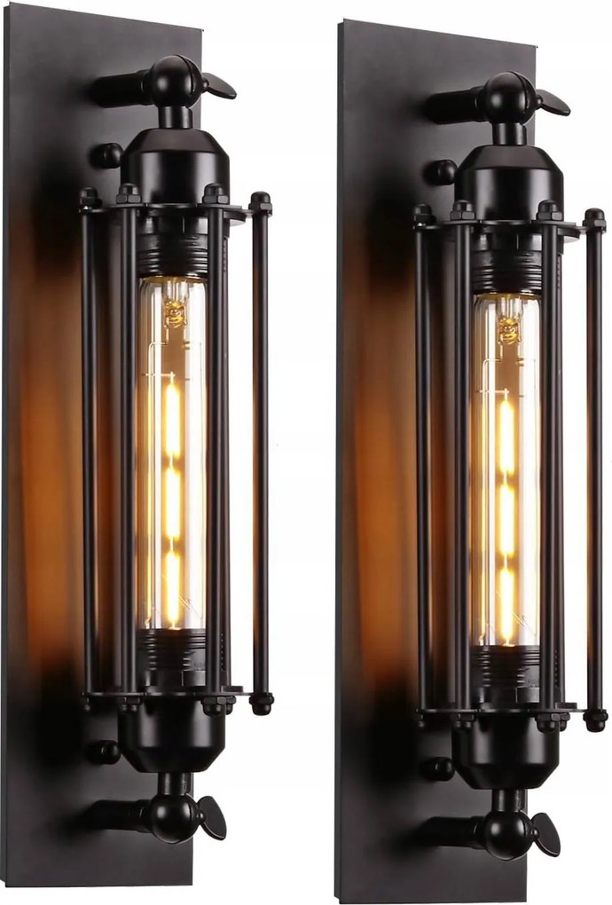 2 X Fali lámpa nappaliba E27 retro fekete