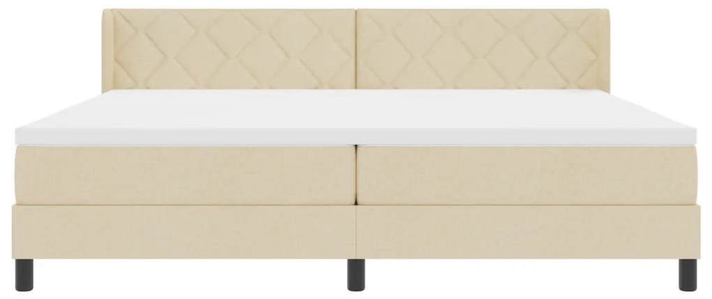 Boxspring Ágy Matrac Kígyóban Krém 200x200 cm Szövet