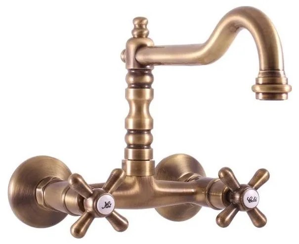 RAV Slezák MK102.5/28SM - mosdó-/konyhai csaptelep MORAVA RETRO, antik sárgaréz