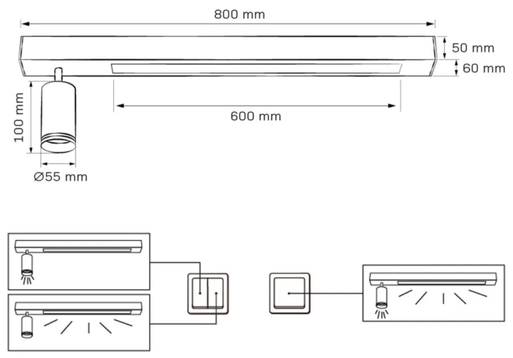 Polux PARIS 327376 Spotlámpa 1x24W/LED|1x10W/GU10 4000K 800lm IP20