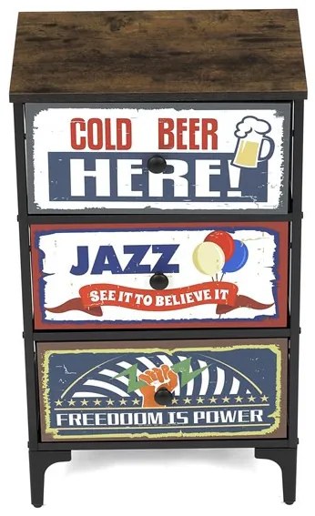 Többszínű MDF Komód 45×30×77 cm. AUK-W2001 BK