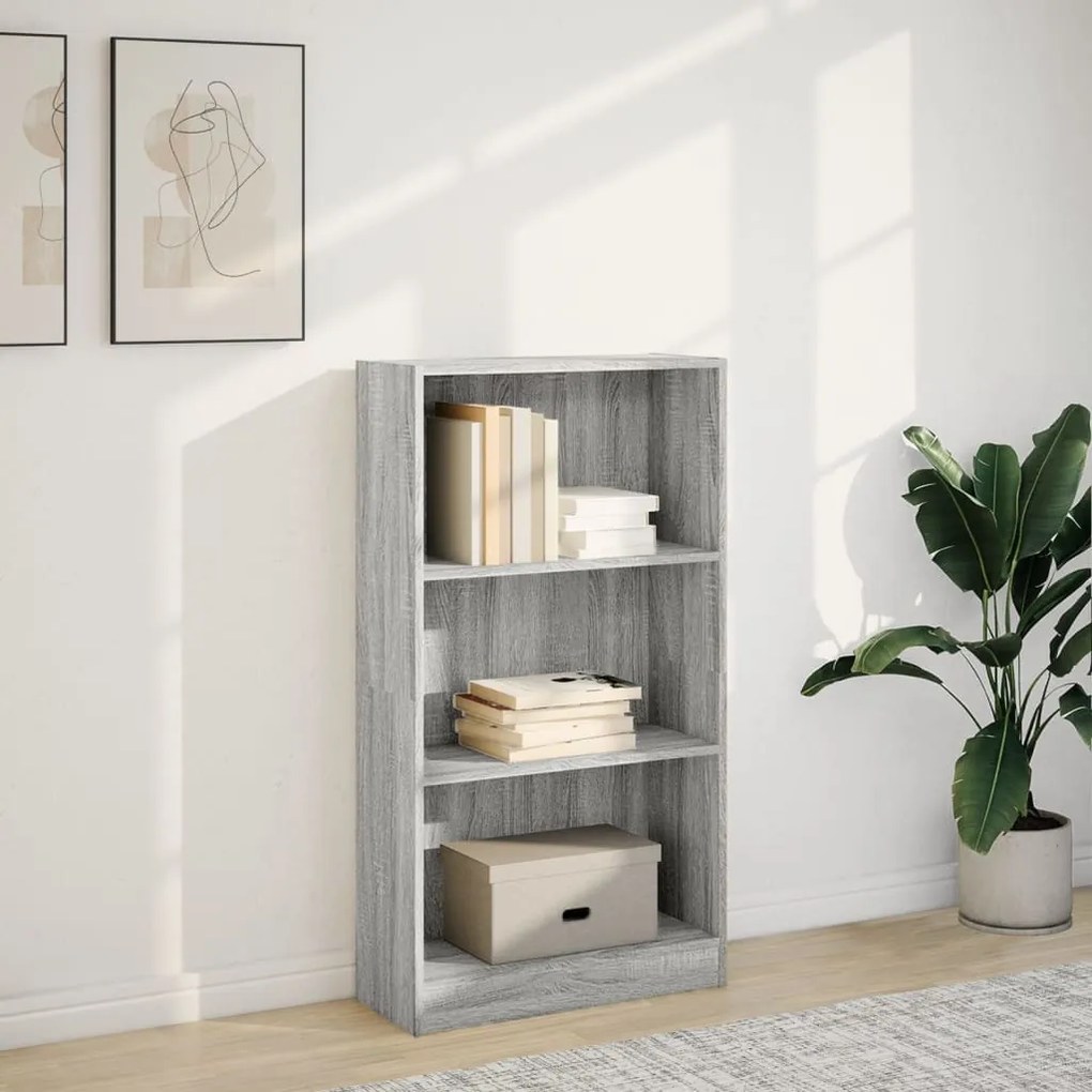 szürke sonoma színű szerelt fa könyvespolc 60 x 24 x 109 cm