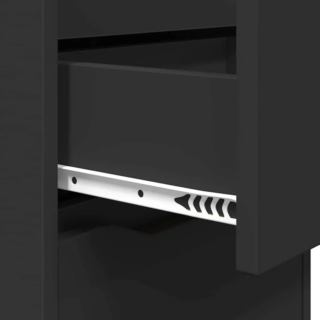 vidaXL Éjjeli asztal fiókkal Fekete 40 x 30 x 467 cm Faanyag