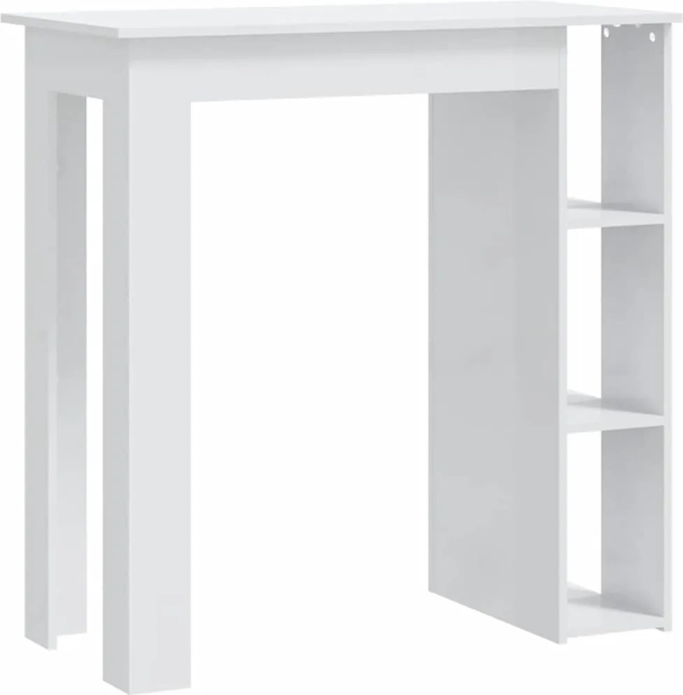 vidaXL magasfényű fehér szerelt fa bárasztal polccal 102x50x103,5 cm