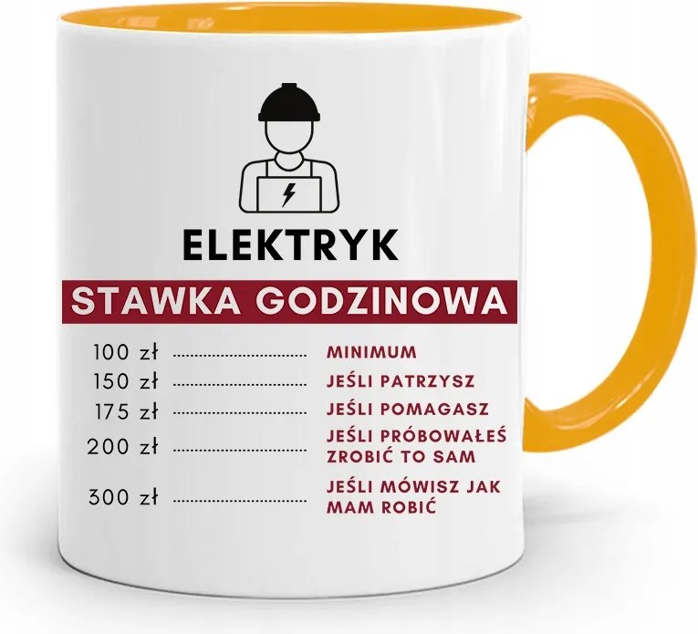 Bögre Sárga Ajándék Villanyszerelés Óradíj fényképes nyomtatással