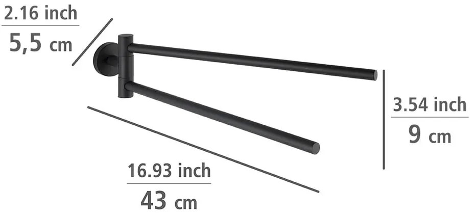 Matt fekete öntapadós rozsdamentes acél törölközőtartó Bosio – Wenko