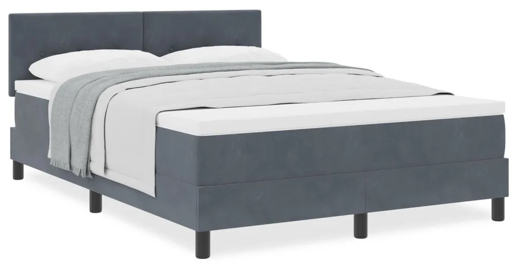 Boxspring Ágy Mattal Sötétszürke 140x200 cm Bársony