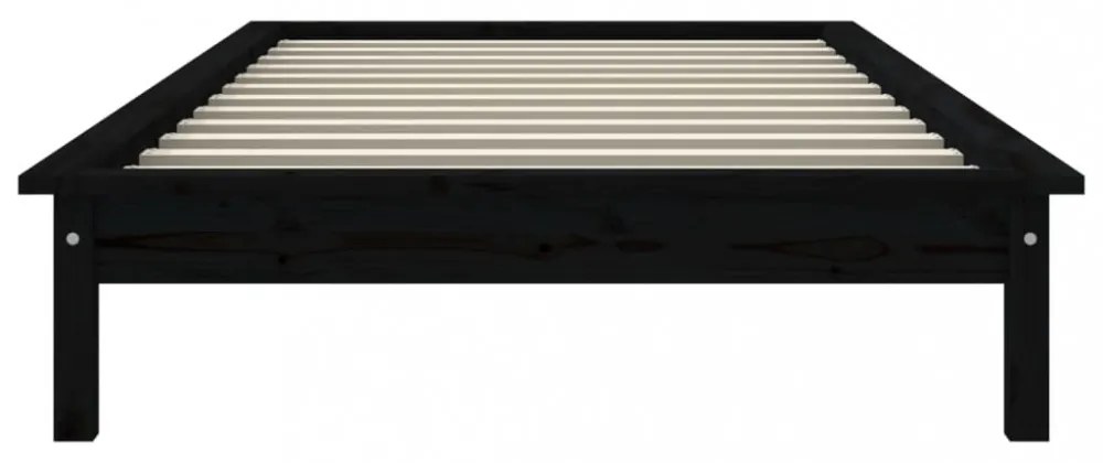 fekete tömör fenyőfa ágykeret 90 x 200 cm
