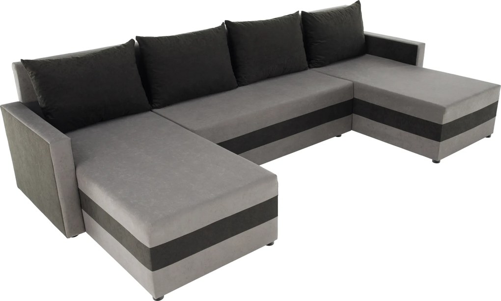 Univerzális ülőgarnitúra, szürke/fekete, PAULITA U