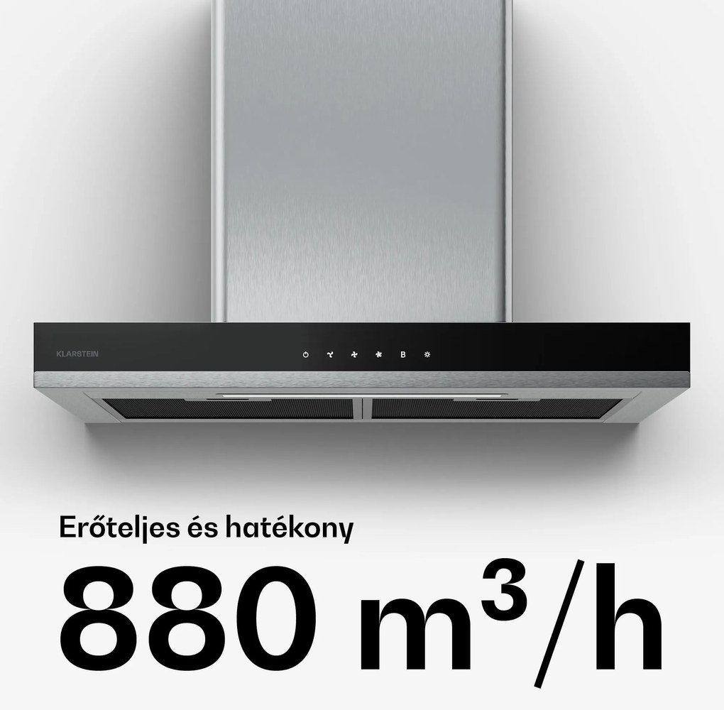 Klarstein Verosteel páraelszívó 60 cm, Elegáns, minimalista, erőteljes, A++ energiaosztály, 881,6 m³/h