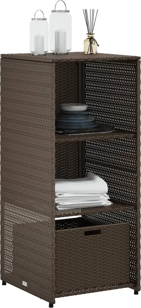 vidaXL barna polyrattan kerti tárolószekrény 50 x 55 x 115 cm