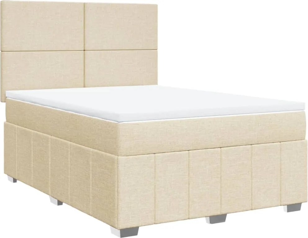 vidaXL krémszínű szövet rugós ágy matraccal 140 x 190 cm