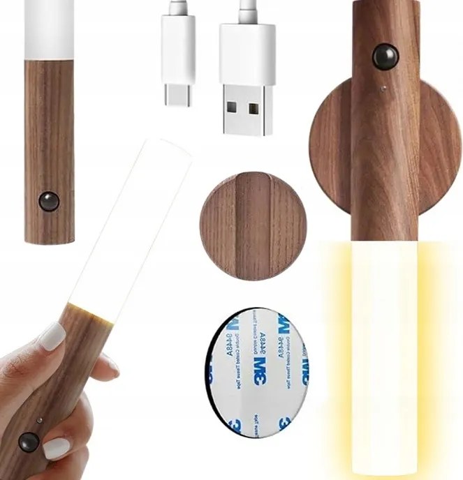 Éjjeli lámpa Vezeték nélküli Led fali lámpa Usb mozgásérzékelő mágnes