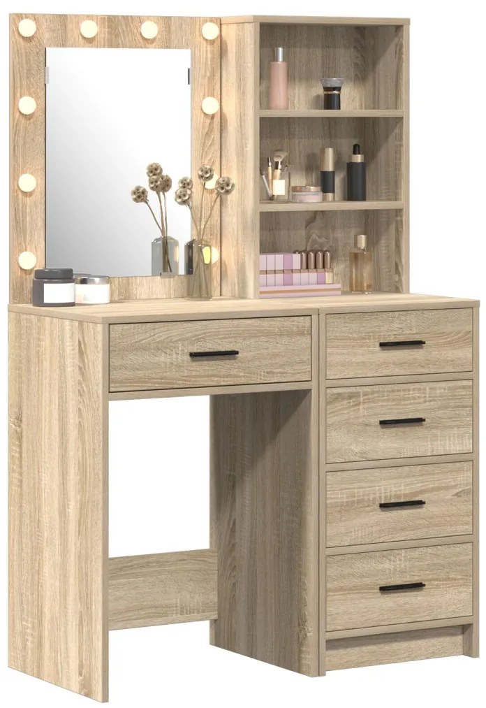 Öltözködőasztal fiókkal 2 pcs Barna 50 x 41 x 135 cm Faanyag