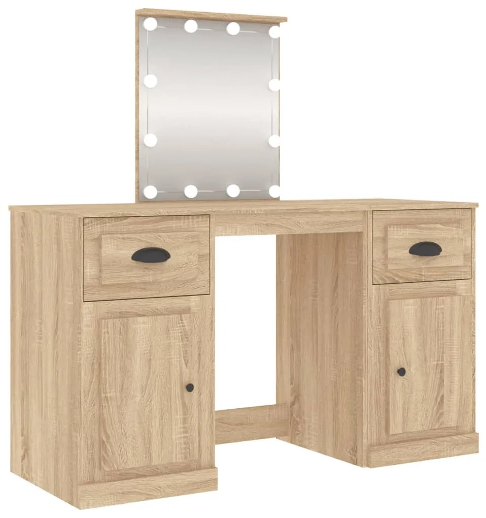sonoma tölgy színű fésülködőasztal LED-del 130 x 50 x 132,5 cm