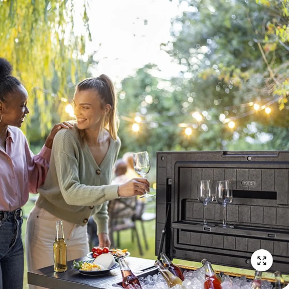 Patio cooler &amp; Beverage cart grill asztal szürke