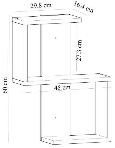 Fali polc OCTA 60x45 cm fehér