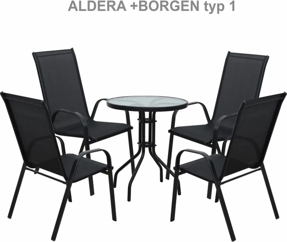 Étkezőasztal, fekete acél/edzett üveg, BORGEN TYP 2