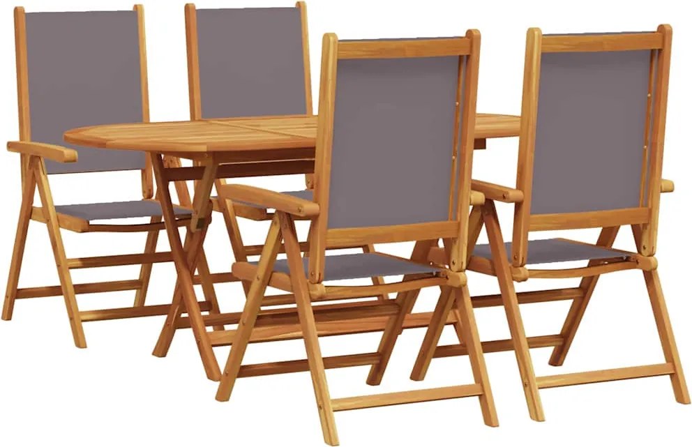 vidaXL Kert étkező szett 5 pcs Antracit Tömör Akácfa