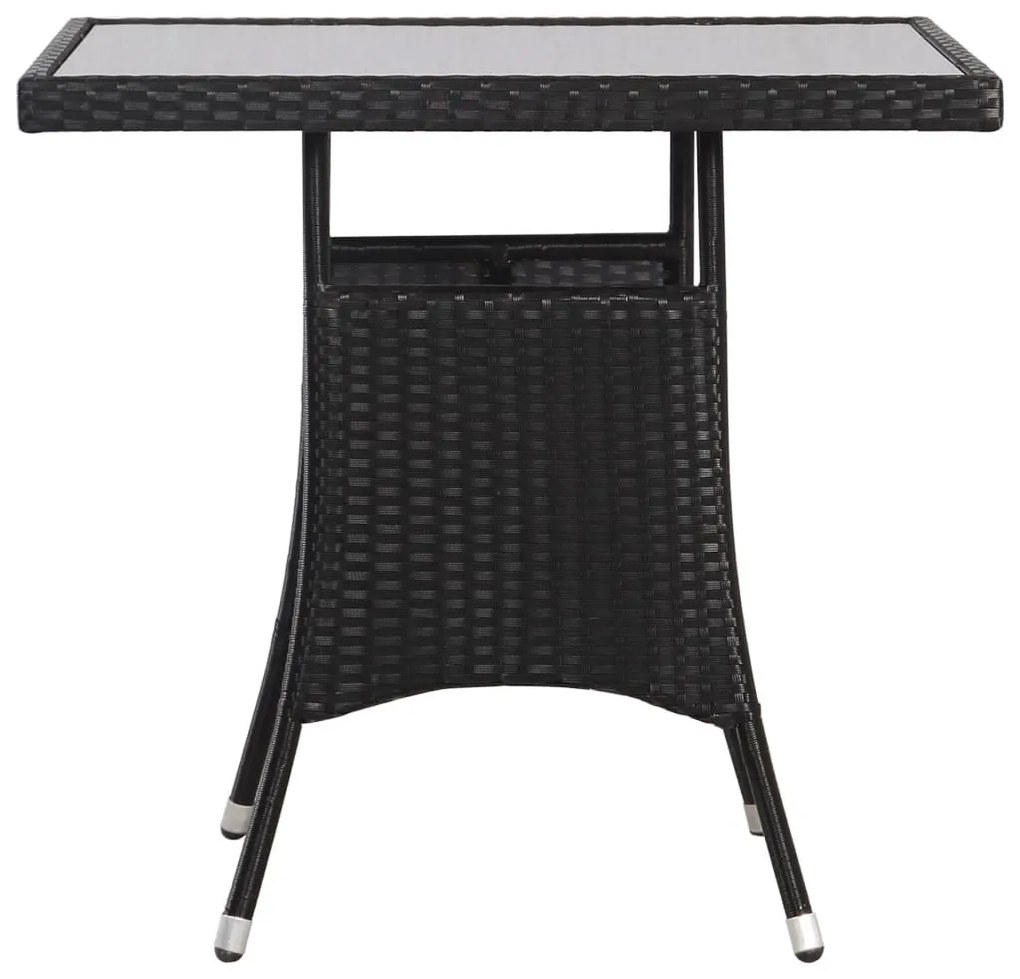 fekete polyrattan kerti asztal 80 x 80 x 74 cm