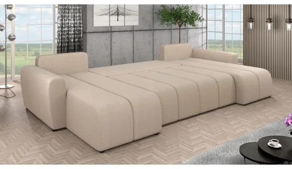 Kárpitozott, univerzális U alakú kihúzható NEWPORT ülőgarnitúra, bézs