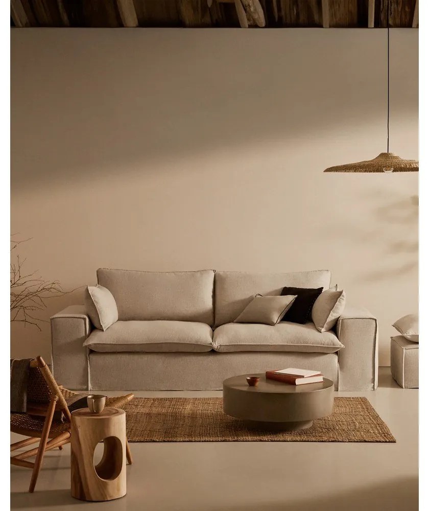 Bézs len kanapé 280 cm Anarela – Kave Home
