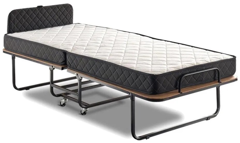 Összecsukható fém egyszemélyes ágy matraccal HERON 90x204 cm fehér