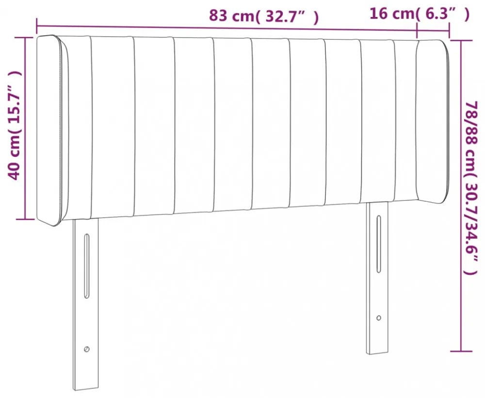 világosszürke szövet LED-es fejtámla 83 x 16 x 78/88 cm