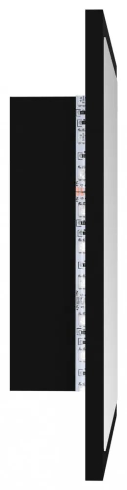 fekete akril LED-es fürdőszobai tükör 40 x 8,5 x 37 cm