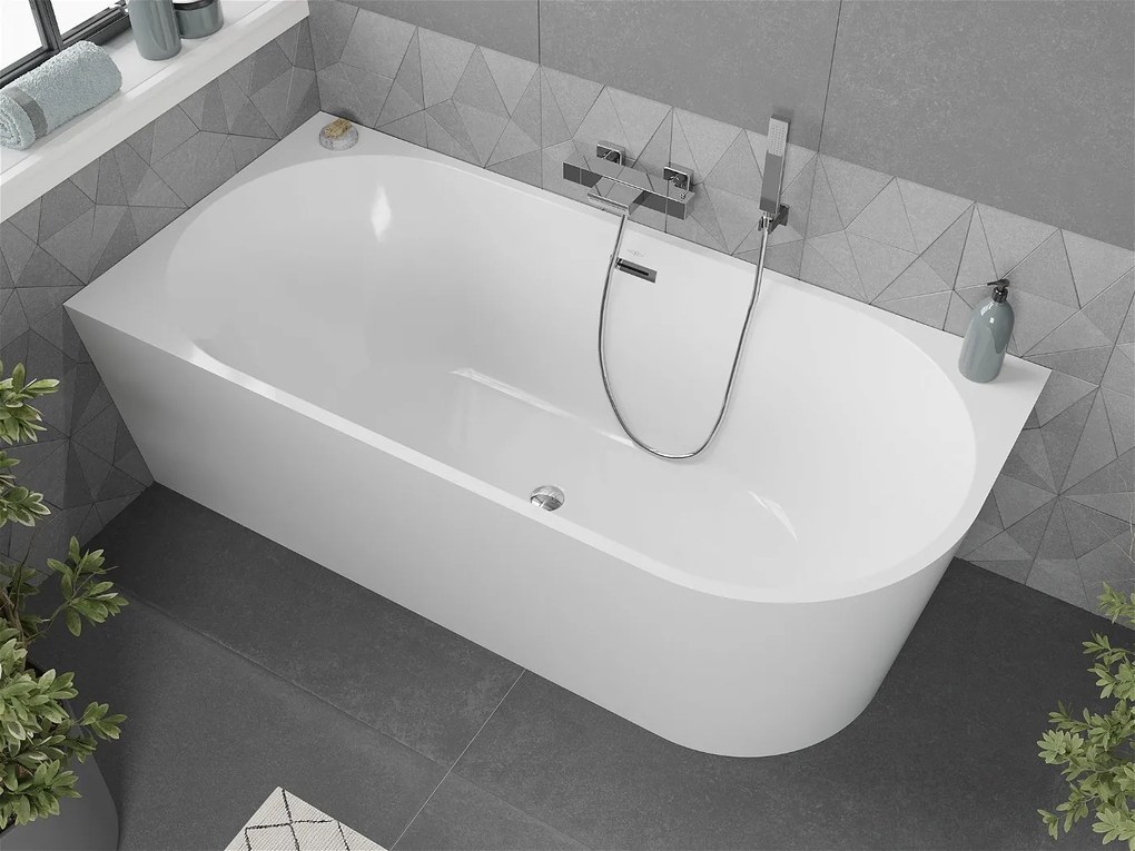 Luxury Mia szabadon álló fürdökád akril balos 160 x 75 cm, fehér, leeresztö króm - 52691607500L Térben álló kád