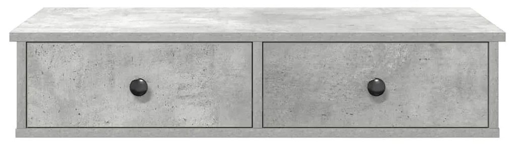 Falipolc fiókokkal betonszürke 80x31x17 cm műszaki fa