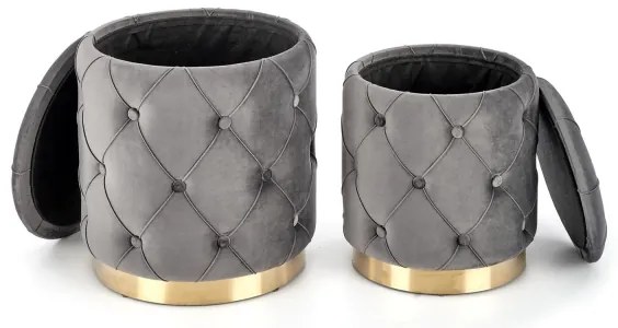 KÉSZLET 2x Taburet POLLY átm. 40/44 cm szürke/arany