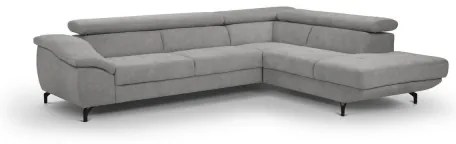 Bővíthető sarokkanapé tárolóval, L-alakú BRESCIA jobb szürke