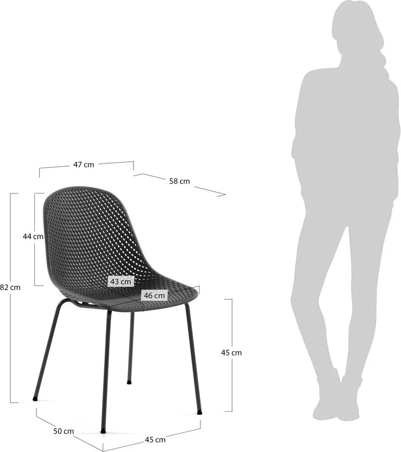 Sötétszürke fém kerti szék Quinby – Kave Home