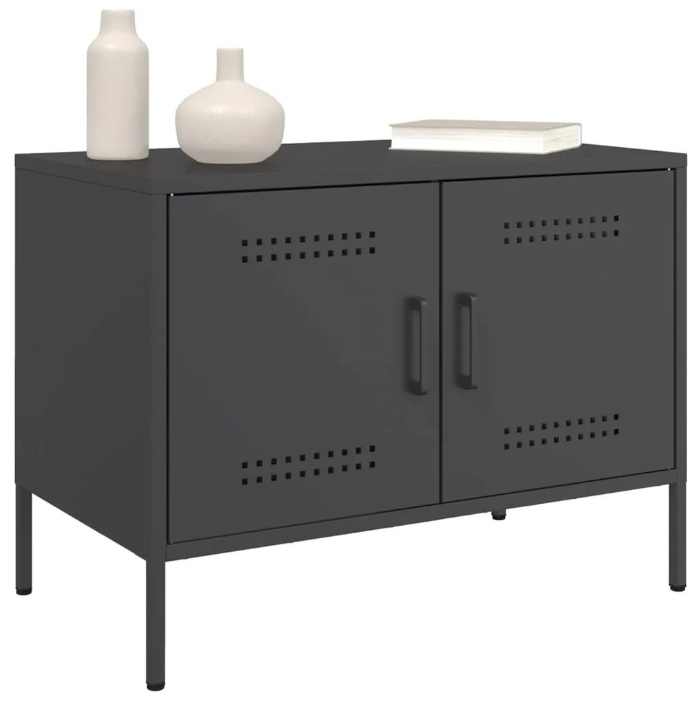 2 db fekete acél TV-szekrény 68 x 39 x 50,5 cm