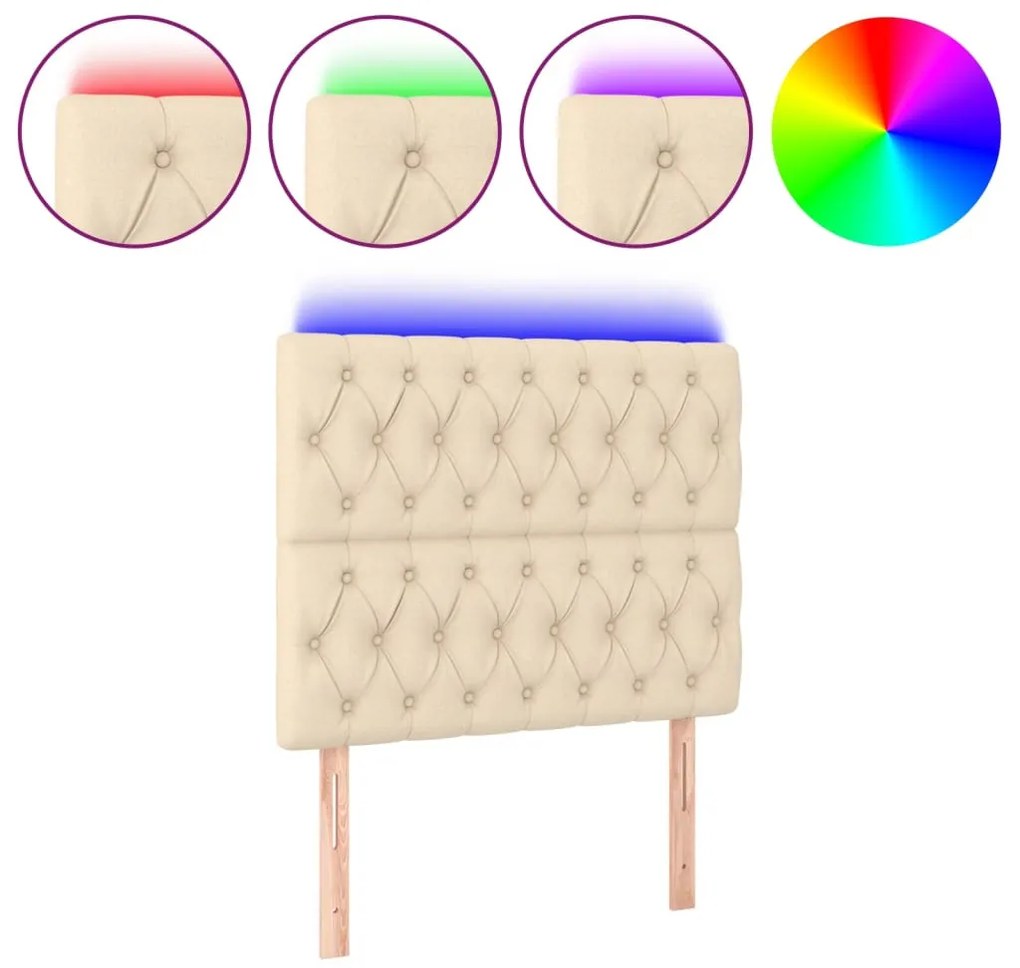 krémszínű szövet LED-es fejtámla 90x7x118/128 cm