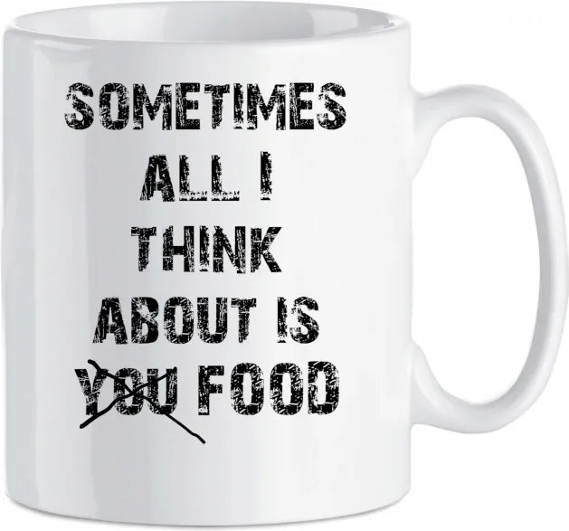 Vicces nyomott mintás bögre Csak az ételre gondolok 330 ml