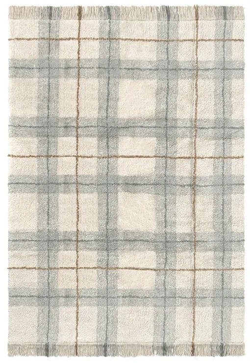 Krémszínű-zsályaszínű mosható-kézi szövésű pamut szőnyeg 90x120 cm Tartan Blue Sage – Lorena Canals