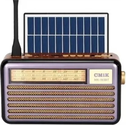 Napelemes retro rádió - USB, TF slot, LED lámpa - CMiK MK-193BT - Olíva