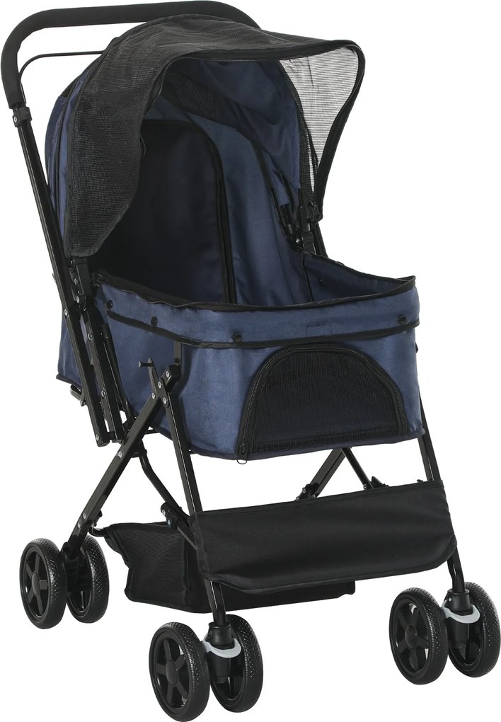 PawHut Kiskutyák és Macskák számára készült Kutyakocsi Oxford Kék 76,5 x 52 x 95 cm | Aosom