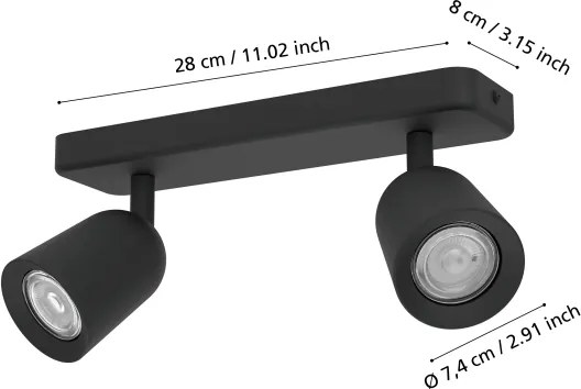Eglo 901953 - CAMALDOLI spotlámpa 2xGU10/10W/230V fekete