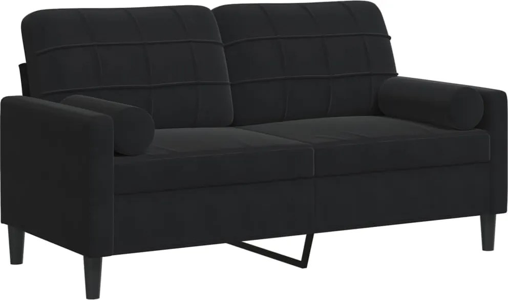 vidaXL 2 személyes fekete bársony kanapé díszpárnákkal 140 cm