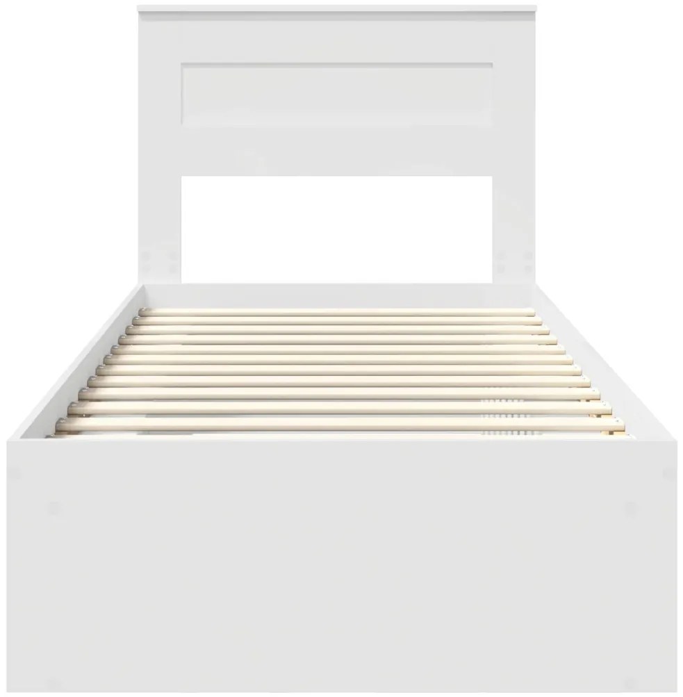 vidaXL Ágykeret matracmal fejtámlával Fehér 75 x 190 cm Tömör fenyőfa