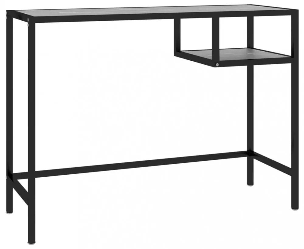 fekete márvány edzett üveg számítógépasztal 100 x 36 x 74 cm