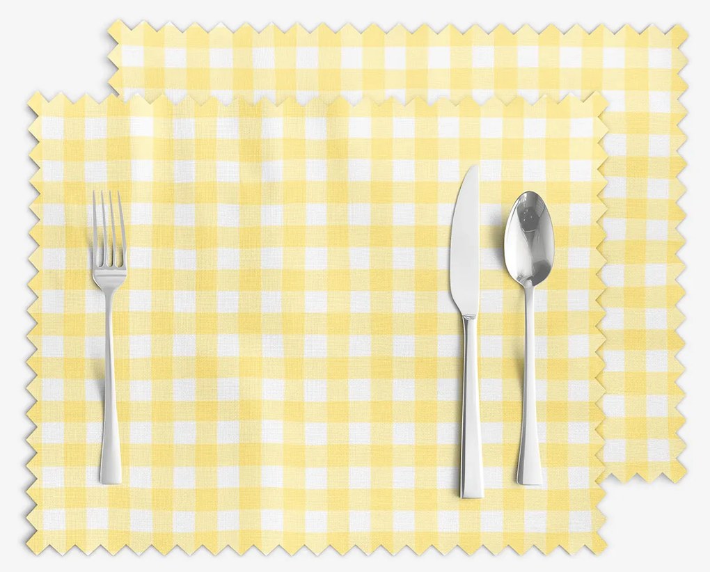 Goldea viaszosvászon reggeliző alátét - sárga kockás - 2db 30 x 40 cm