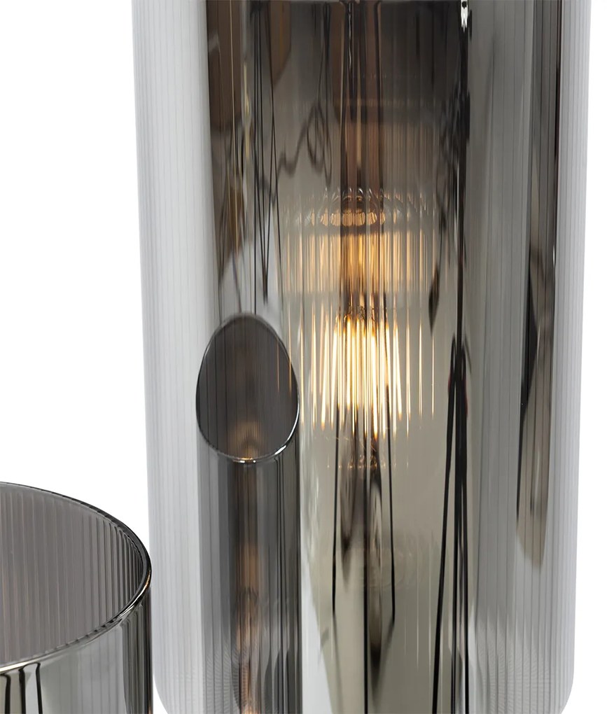 Art Deco asztali lámpa fekete füstüveggel 2-lámpás - Laura