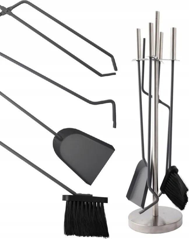 Kandalló Szett 4 Részes Kandalló Seprűlapát Akcesoria Rozsdamentes