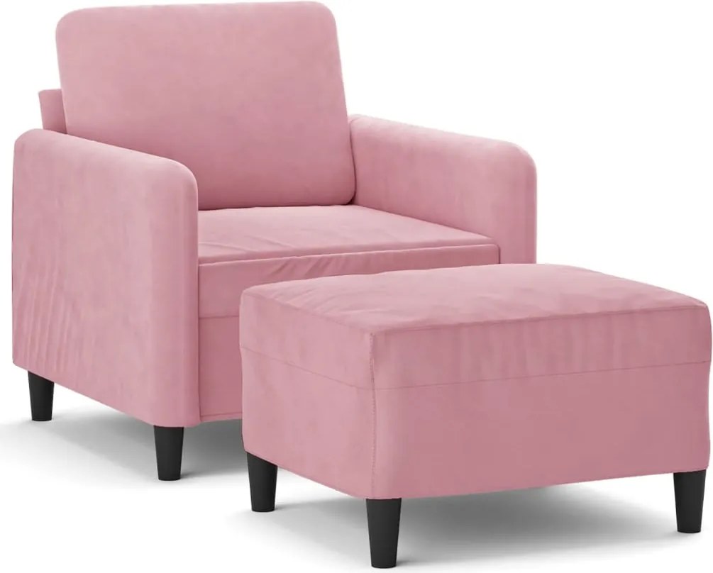 vidaXL rózsaszín bársony kanapéfotel lábtartóval 60 cm