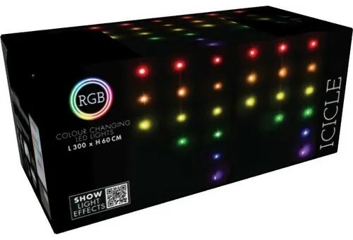 RGB karácsonyi LED-lánc távirányítóval jégcsapok 85 LED, 300 cm